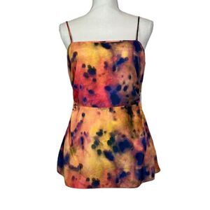 Rokh Women's Orange Tie Dye Open Side Spaghetti Strap Top Size 10 (FR42)